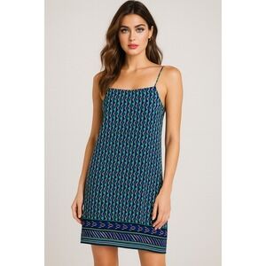 Anthropologie Maeve 100% Silk Slip Dress‎ Sleeveless Colorful Geometric Print S